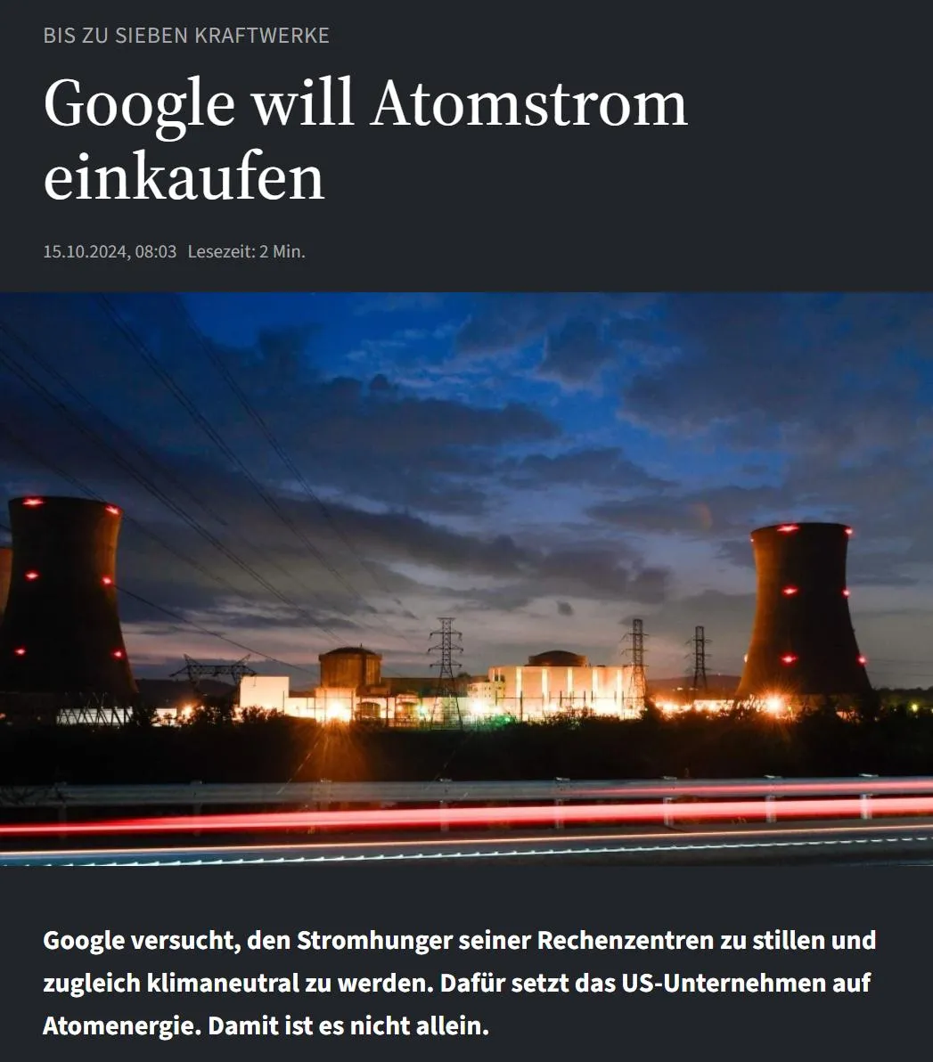 Bis zu sieben Kraftwerke: - Google will Atomstrom einkaufen