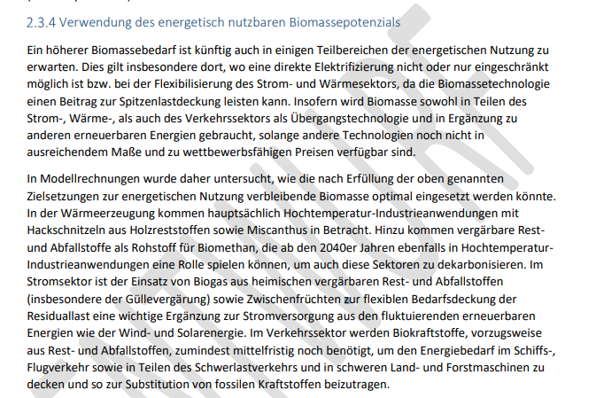 Verwendung des energetisch nutzbaren Biomassepotenzials