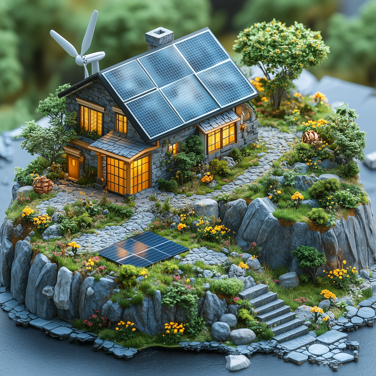 Ein Ausblick auf Natur und Wälder im Hintergrund mit Windenergieanlagen im Hintergrund