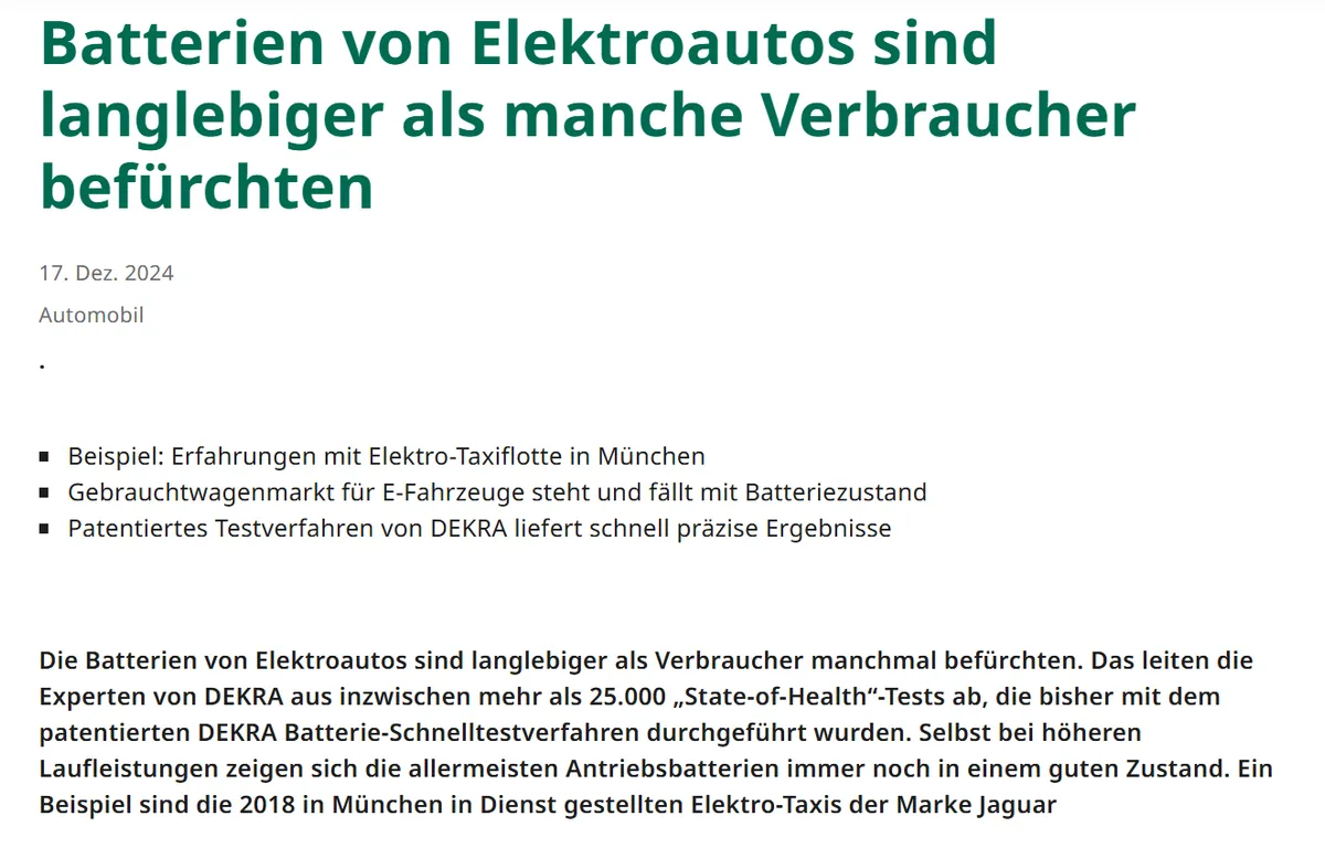 Batterien von Elektroautos sind langlebiger als manche Verbraucher befürchten