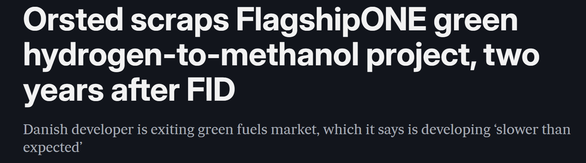 Orsted scraps FlagshipONE green hydrogen-to-methanol project, two years after FID