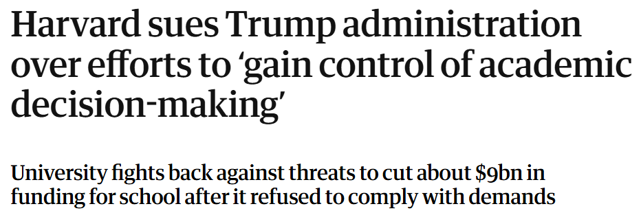 Harvard verklagt die Trump-Regierung wegen Bemühungen, „die Kontrolle über akademische Entscheidungen zu erlangen“.