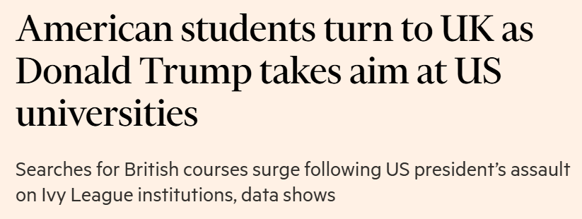 Amerikanische Studenten wenden sich an Großbritannien, da Donald Trump US-amerikanische Universitäten ins Visier nimmt.