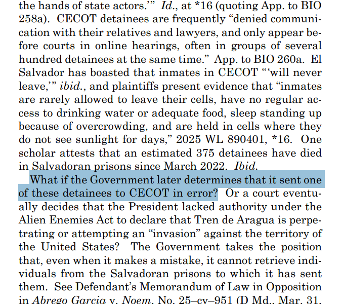 What if the Government later determines that it sent one of these detainees to CECOT in error?