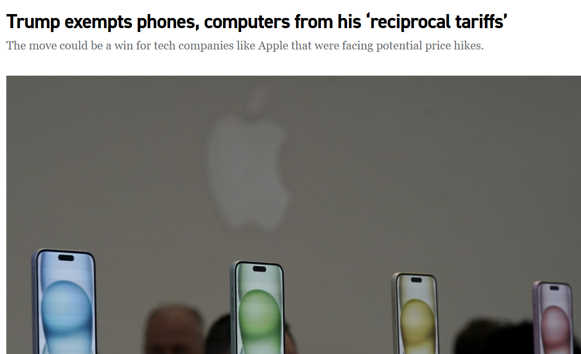 Trump befreit Telefone und Computer von seinen Gegenzöllen