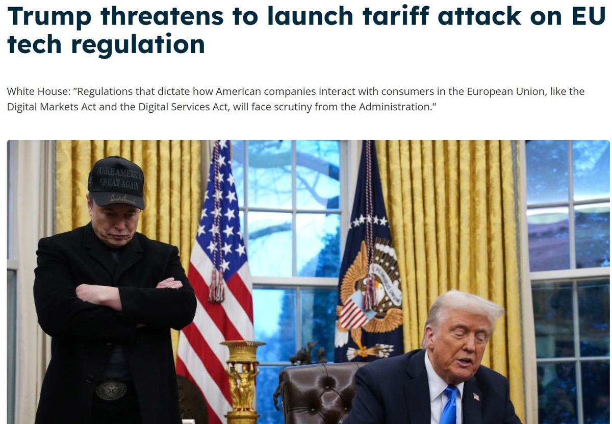 Trump droht mit Zöllen gegen die EU, sofern man Techkonzerne aktiv besteuert.