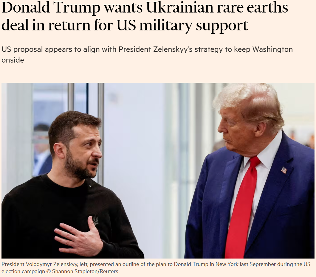 Donald Trump wants Ukrainian rare earths deal in return for US military support.