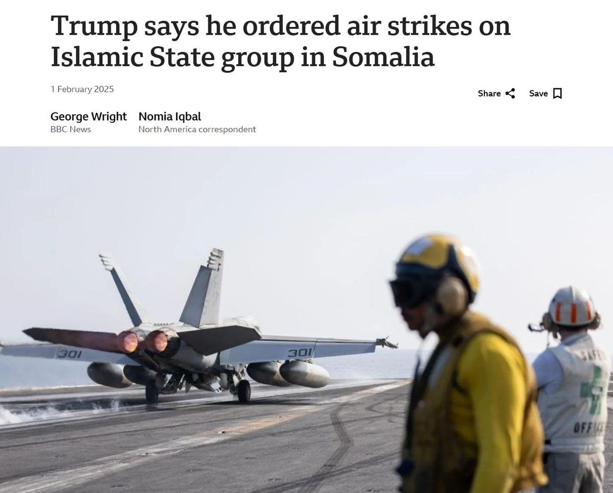 Trump says he ordered air strikes on Islamic State group in Somalia.