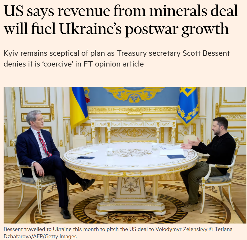 US says revenue from minerals deal will fuel Ukraine's postwar growth