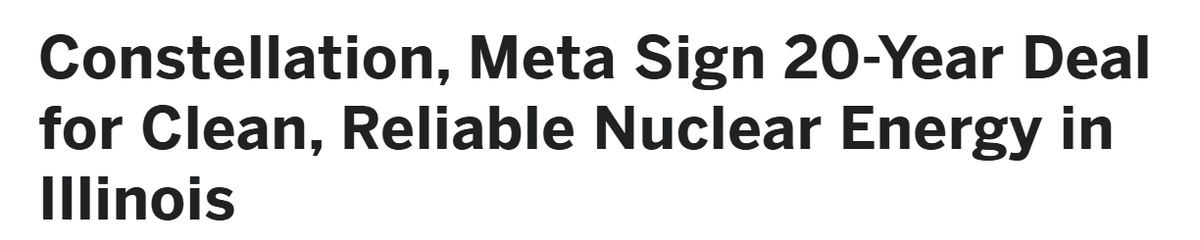 Constellation und Meta unterzeichnen 20-Jahres-Vertrag für saubere und zuverlässige Kernenergie in Illinois.