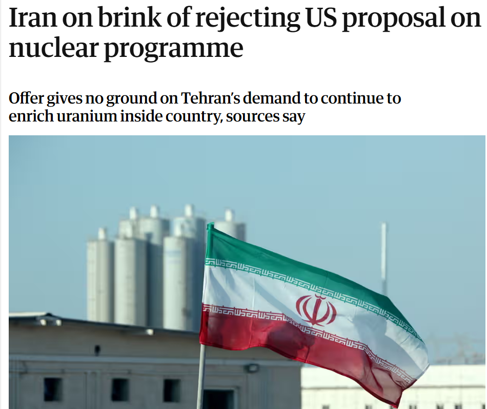 Iran kurz vor Ablehnung des US-Vorschlags zum Atomprogramm.