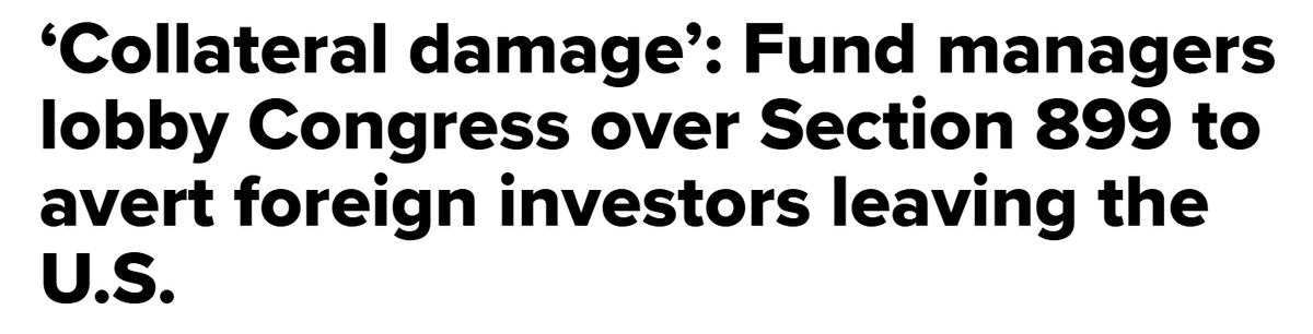„Kollateralschaden“: Fondsmanager setzen sich beim Kongress für die Aufhebung von Section 899 ein, um den Abzug ausländischer Investoren aus den USA zu verhindern.
