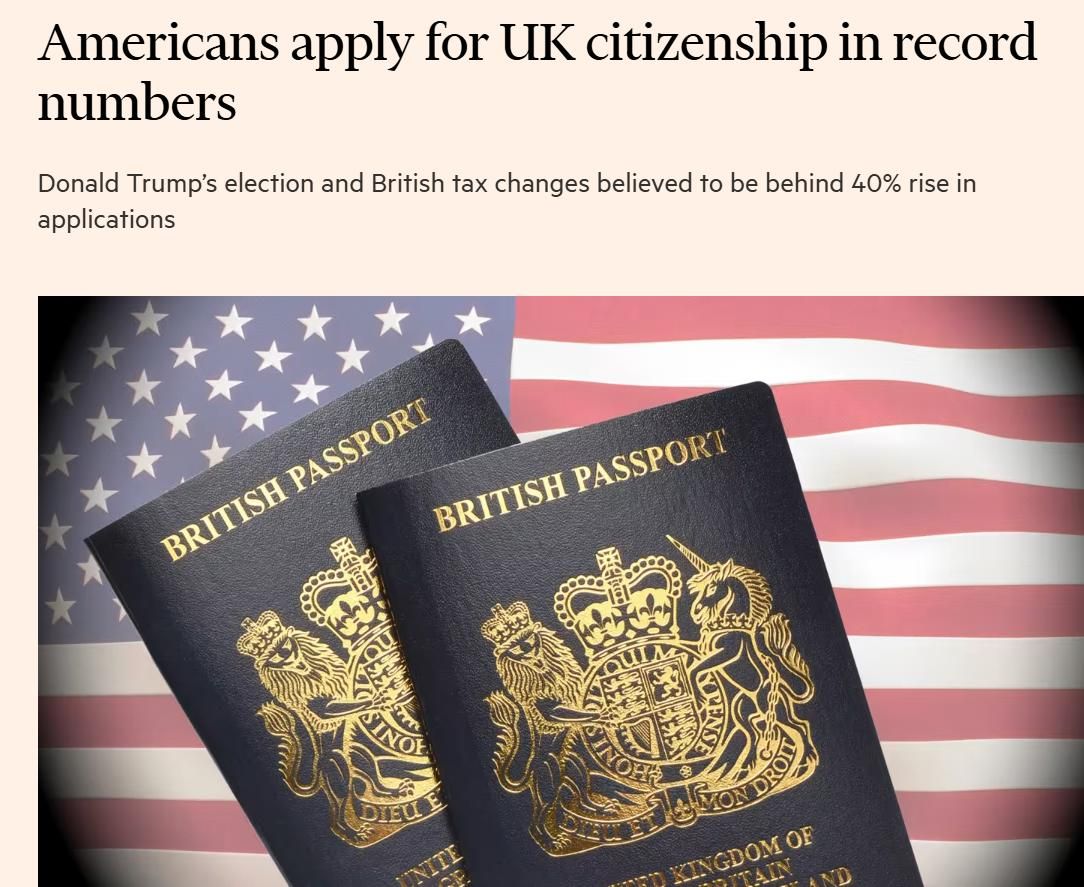 Americans apply for UK citizenship in record numbers.