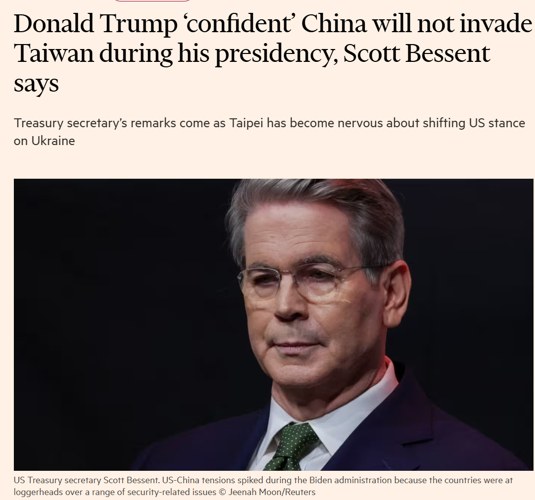 Donald Trump 'confident' China will not invade Taiwan during his presidency