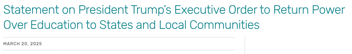 Statement on President Trump’s Executive Order to Return Power Over Education to States and Local Communities