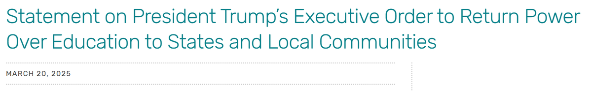 Statement on President Trump’s Executive Order to Return Power Over Education to States and Local Communities