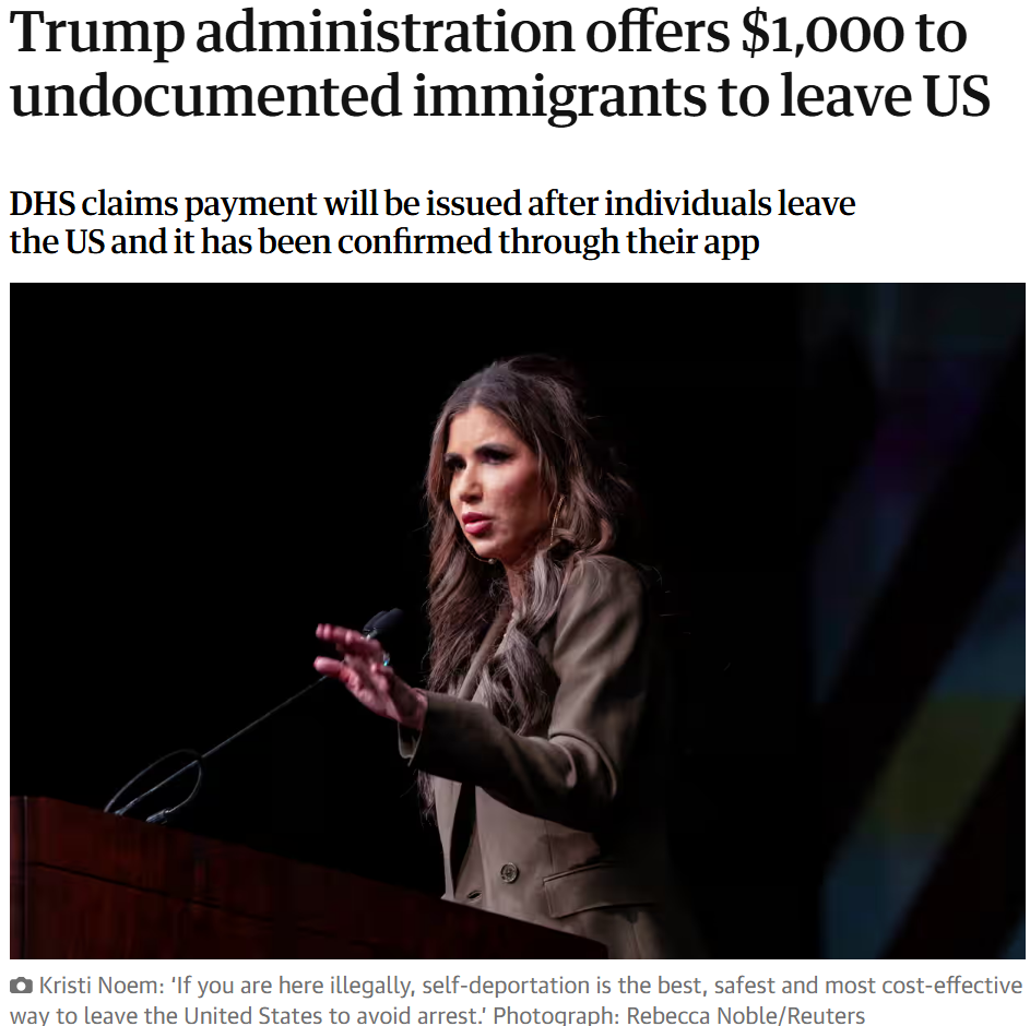 Die Trump-Regierung bietet undokumentierten Einwanderern 1.000 Dollar für die Ausreise aus den USA an.
