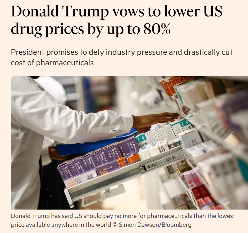 Donald Trump verspricht, die Arzneimittelpreise in den USA um bis zu 80 % zu senken.