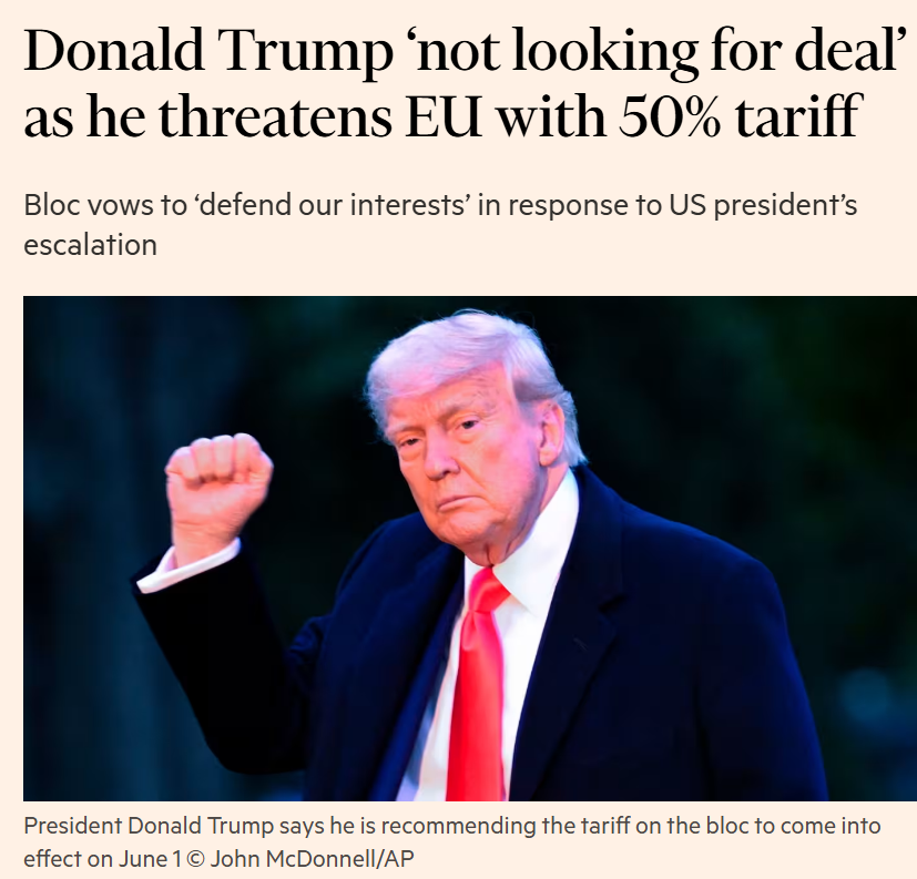 Donald Trump strebt keine Einigung an und droht der EU mit 50 %-Zöllen.