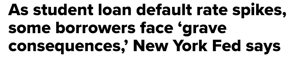 Angesichts steigender Ausfallraten bei Studentenkrediten drohen einigen Kreditnehmern laut der New Yorker Fed „schwerwiegende Konsequenzen“.