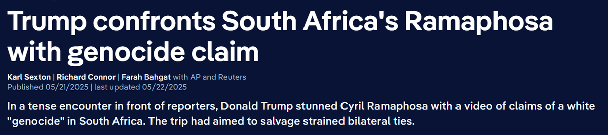 Trump konfrontiert Südafrikas Ramaphosa mit Völkermordvorwurf.