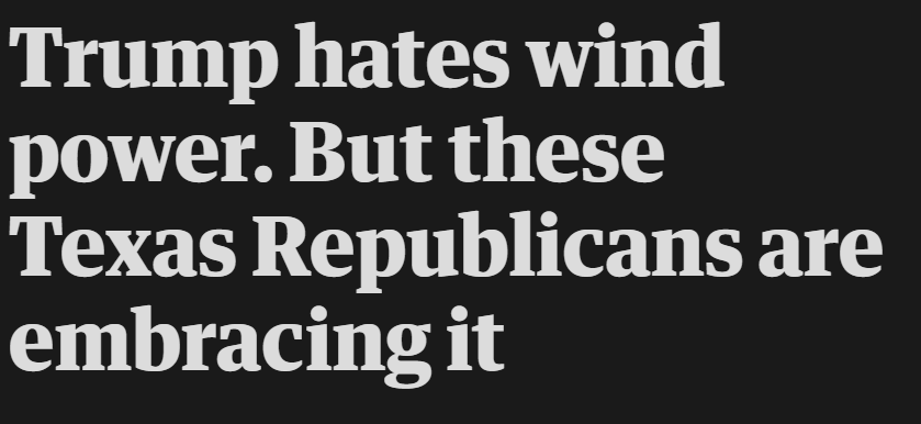 Trump vs Texas bezüglich Windenergie.