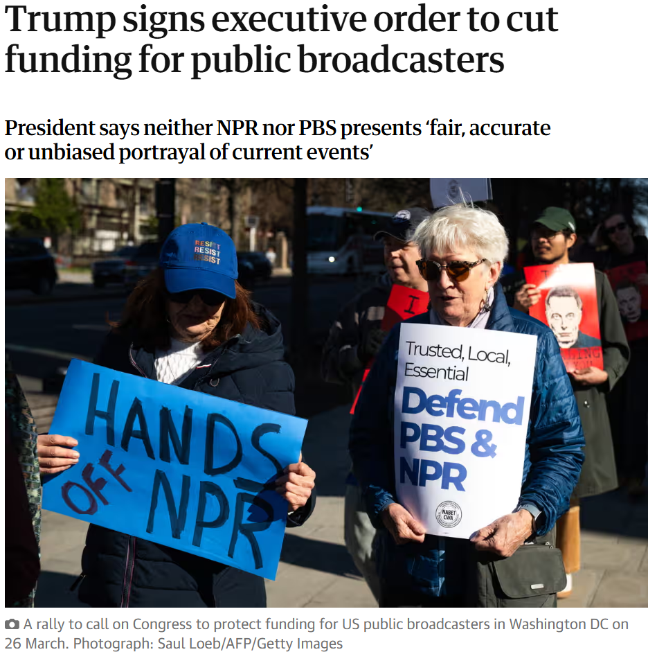 Trump unterzeichnet Verordnung zur Kürzung der Mittel für öffentlich-rechtliche Rundfunkanstalten