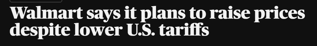 Walmart gibt bekannt, dass es trotz niedrigerer US-Zölle eine Preiserhöhung plant.