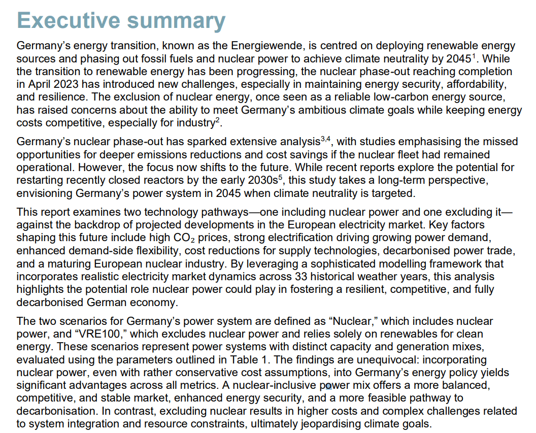 Germany’s nuclear phase-out has sparked extensive analysis3,4 , with studies emphasising the missed opportunities for deeper emissions reductions and cost savings if the nuclear fleet had remained operational. However, the focus now shifts to the future. While recent reports explore the potential for restarting recently closed reactors by the early 2030s5, this study takes a long-term perspective, envisioning Germany’s power system in 2045 when climate neutrality is targeted.