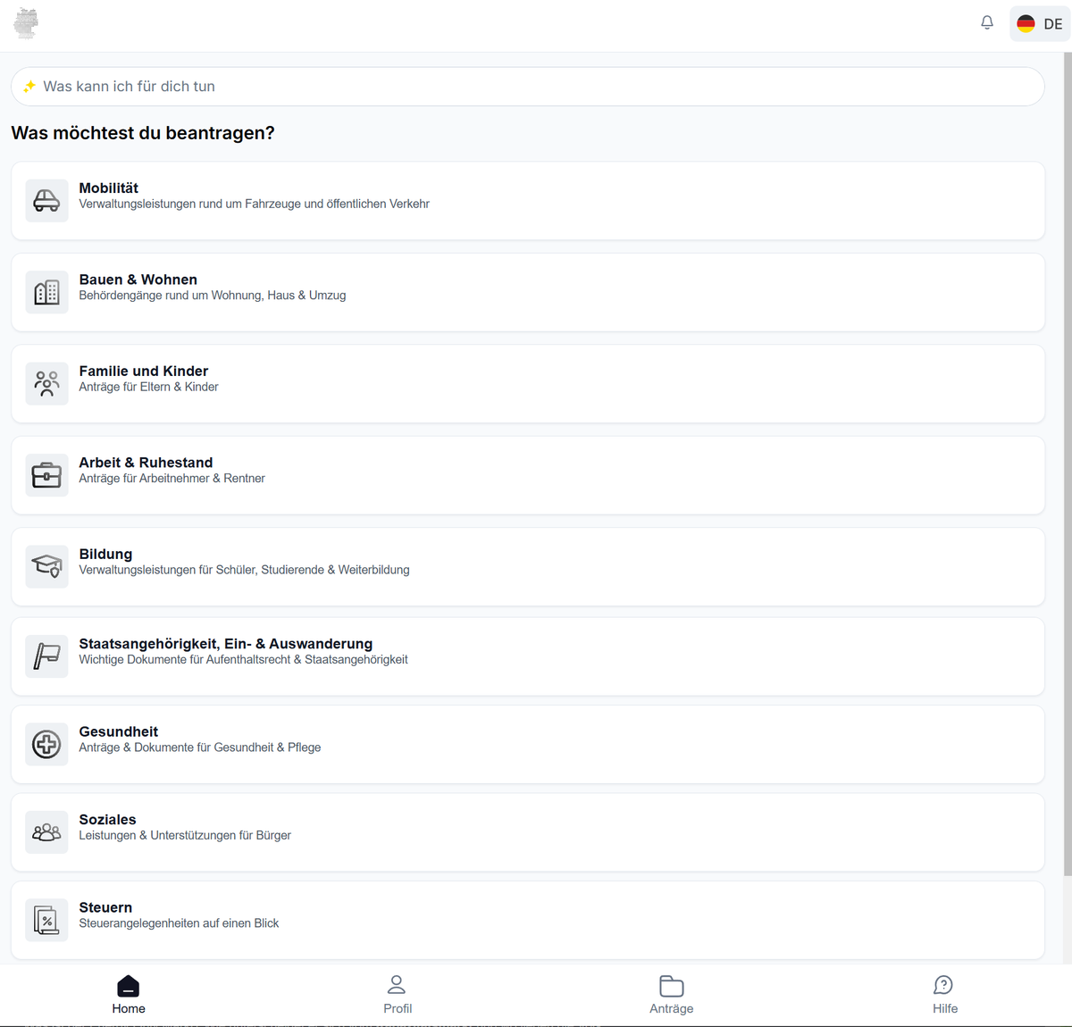 Was möchtest du beantragen?