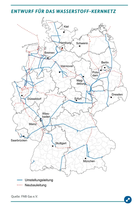 Entwurf für das Wasserstoff­-Kernnetz 26.01.2024